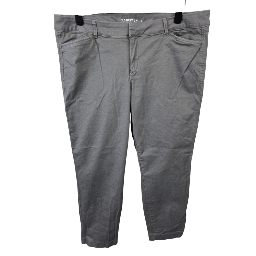Old Navy Pixie Womens Grey Mid Rise Slim Ankle Chino Pants Size 14 Regular